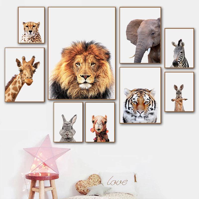 Modern Animal Elephant Giraffe Alpaca Lion Canvas Paiting Wall Art Prints And Posters Wall Pictures For Living Room Home Décor No Frame