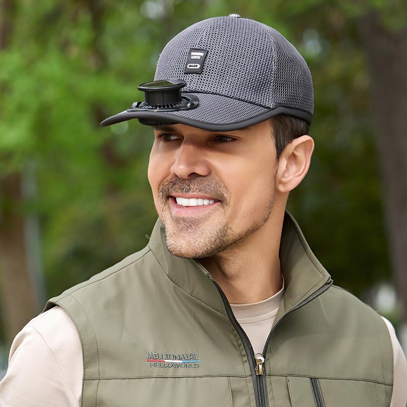 Summer Unisex Solar-Powered Baseball Cap Fan Outdoor Mesh Sunshade Adjustable Sport Chargeable Pleasantly Cool Hat
