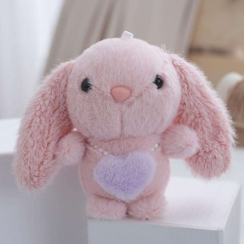 Pink Charming Plush Bunny Keychain Miniature Cuddly Doll Perfect For Childrens Presents
