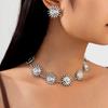 Light Luxury Style Sunflower Splicing Alloy Collarbone Chain Personalised Exaggerated Necklace Set Fashion Commuter Retro Travel Women's Necklace