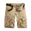 Мужские шорты карго средней посадки, застежка на пуговицу и молнию, повседневные шорты с множеством карманов, однотонные