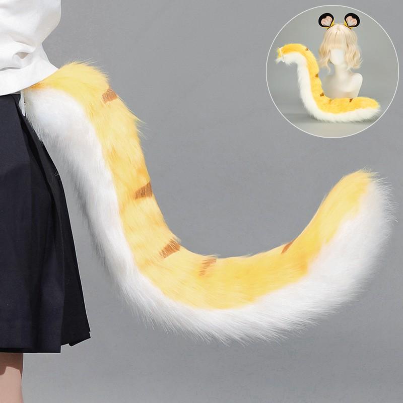Plush Tiger Ears Tail Set Cosplay Anime Convention Costume Accessory Orange Fufu Style