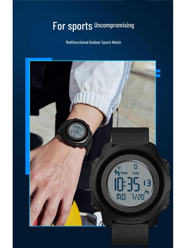 Sanda Waterproof Digital Watch with Step Counter, Calorie Tracker, Alarm, and Multifunctional Features for Outdoor Sports