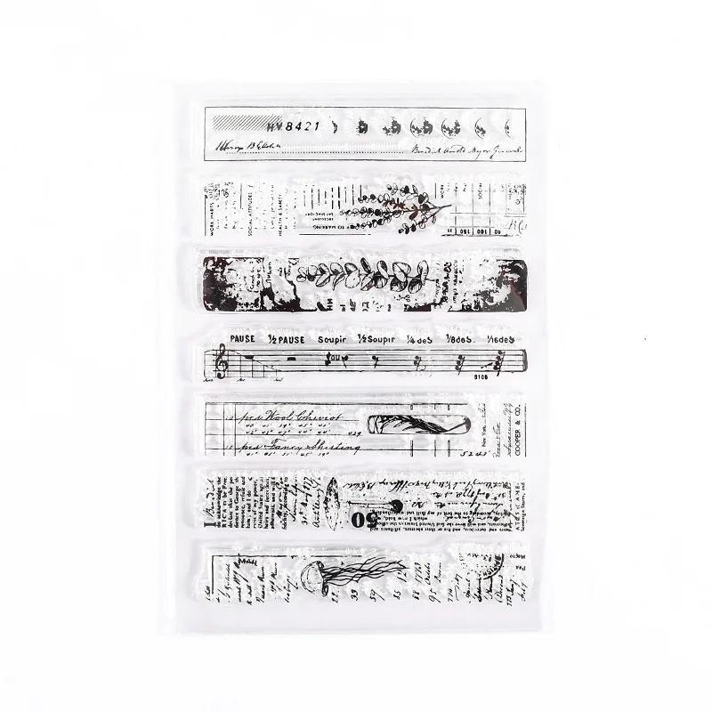 Винтажный штамп, прозрачный силиконовый штамп с цветочными фруктами и английскими словами, строительный штамп для DIY, декоративный альбом для скрапбукинга, журнал для студентов