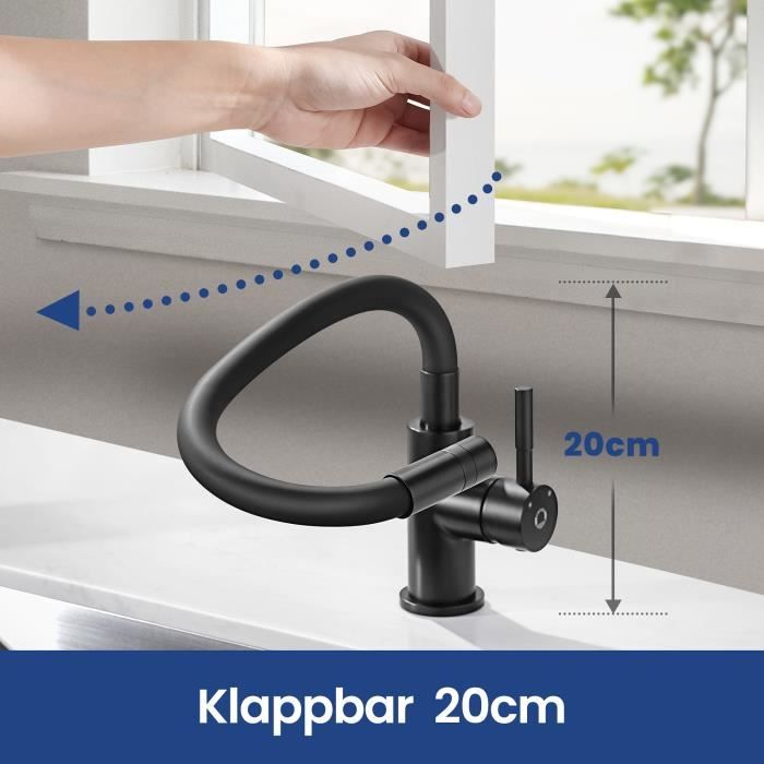 Robinet de cuisine - Cecipa - Flexible - 2 Types de jets - Inox brossé - Rabattable