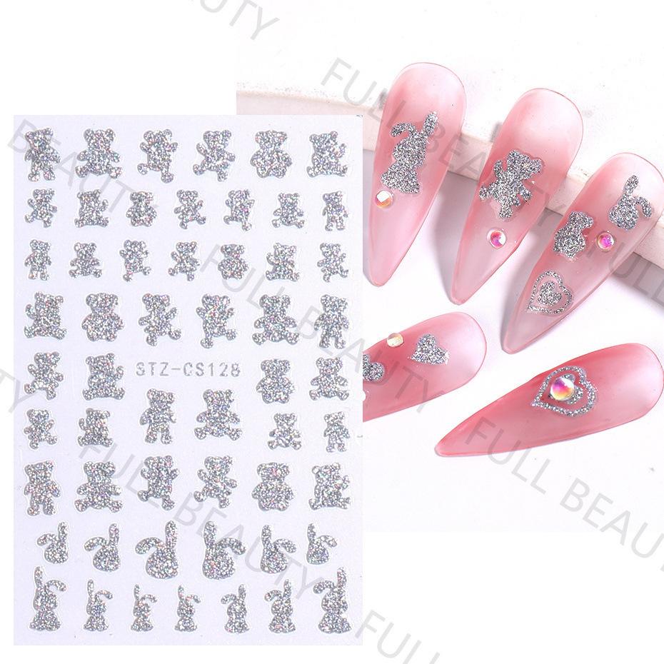 Nail Art Stickers Ins Valentine's Day Black Spades Love Line French Smile Adhesive Nail Stickers