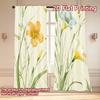 Set Of 2 Minimalist Flat Printing Curtains Without Rod Floral Garden Design New Year Festival Polyester Easy Curtain