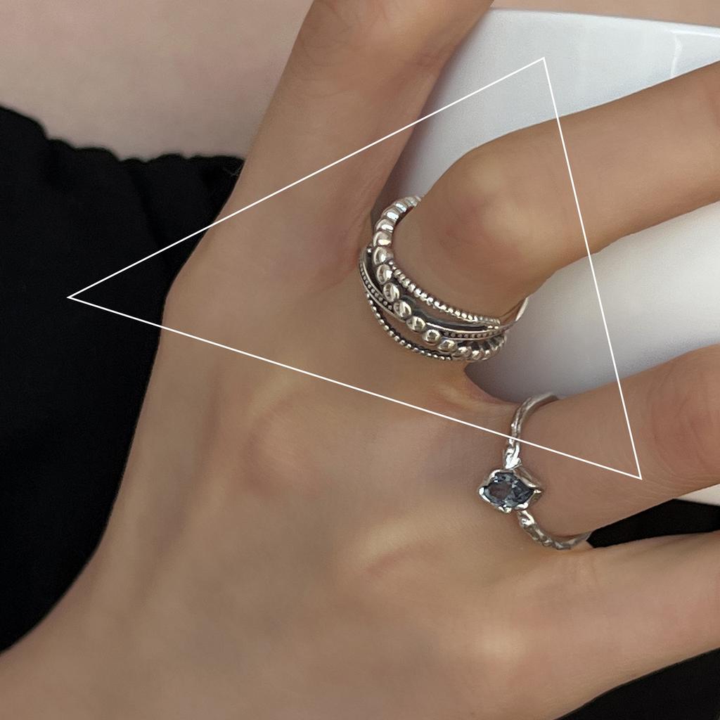 925 Silver Rings New Party Jewelry Vintage Charm Double Layer Geometric Nail Design Accessories Gift Dropship