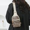 Нагрудная сумка с леопардовым принтом, женская сумка через плечо, контрастная по цвету сумка для мобильного телефона на плечо, маленькая сумка