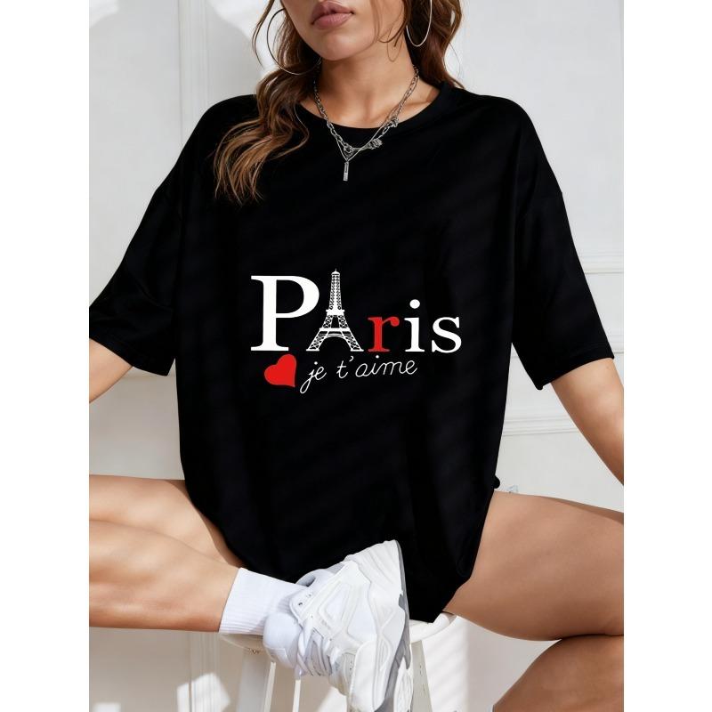 Белая футболка с принтом Paris Love, графическая футболка для повседневной носки и путешествий