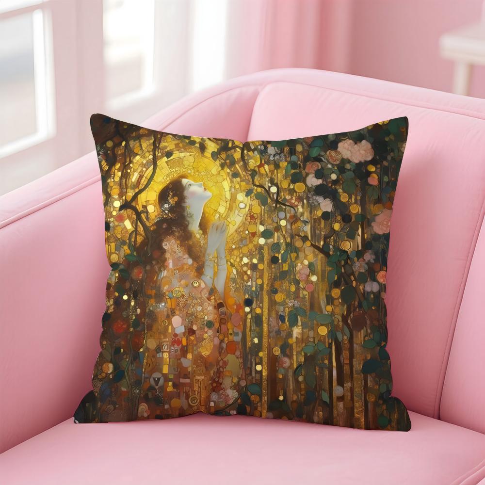 Art Gorgeous GGustav KKlimt Oil Painting Cushion Cover Pillow Case Soft Skin Friendly Fabric Comfort Concealed Zipper