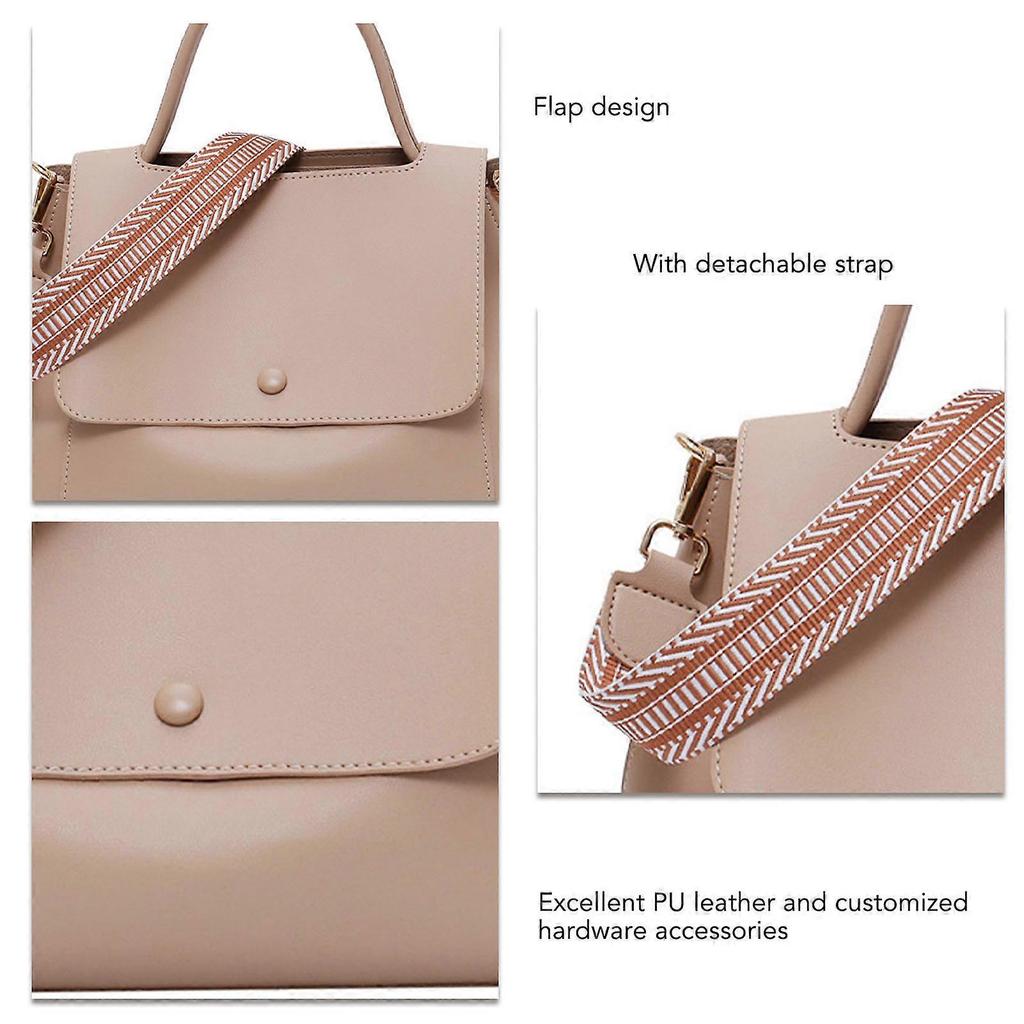 Sac messager à rabat en cuir synthétique pour femme, grande capacité, avec bandoulière amovible, couleur kaki, taille unique