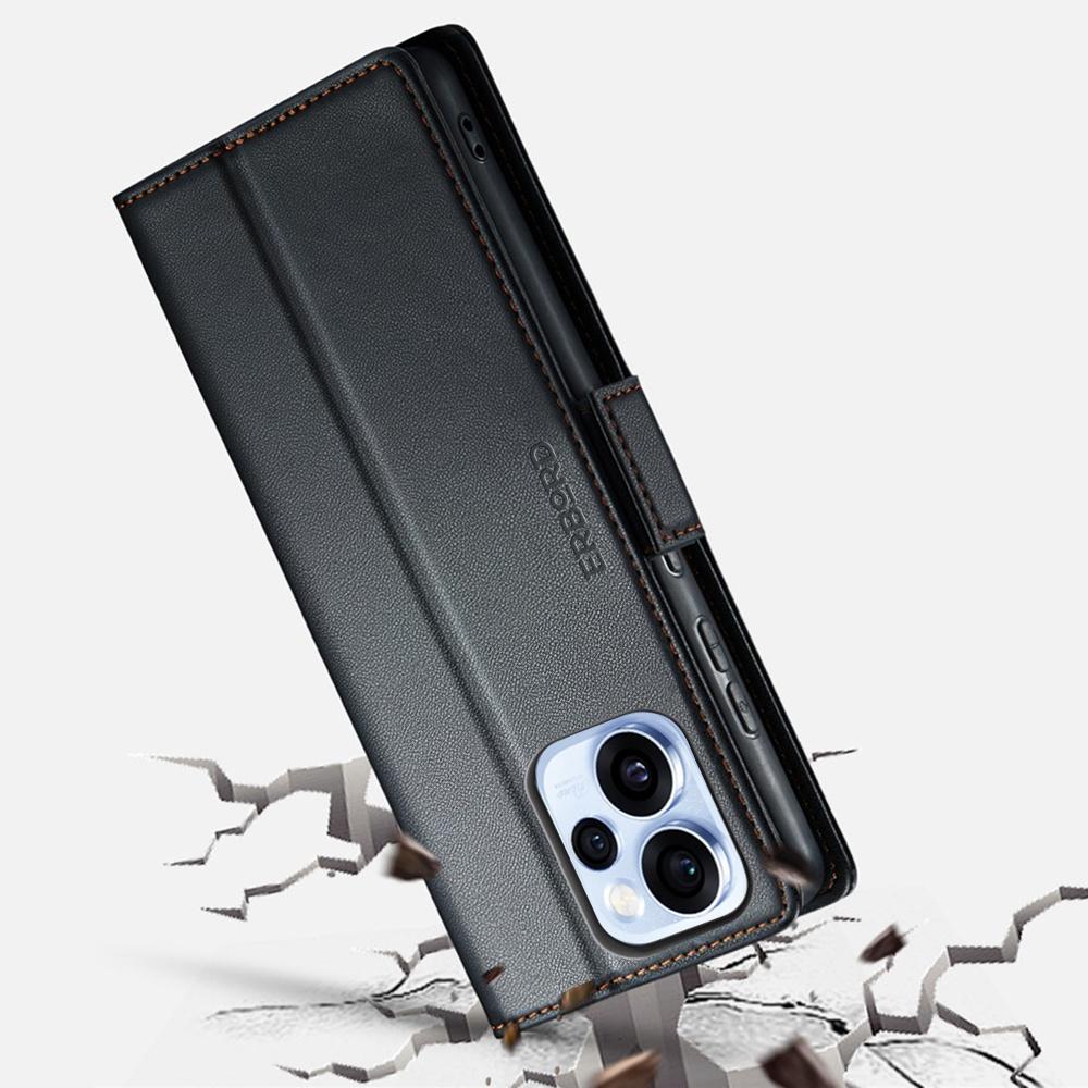 Oppo Reno 15 Pro 5G Case, ERBORD Glossy Litchi, Wallet Flip Cover, Black