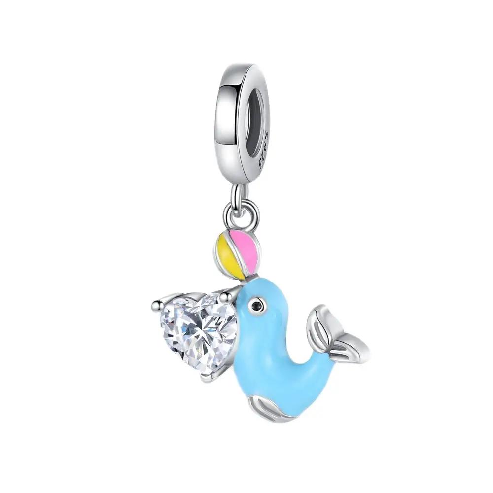 Позолоченные charms-браслеты с бусинами в виде крота, обнимающего сердце, для женщин, подходят для подвесок-charms, бусины для изготовления ювелирных изделий, подарок