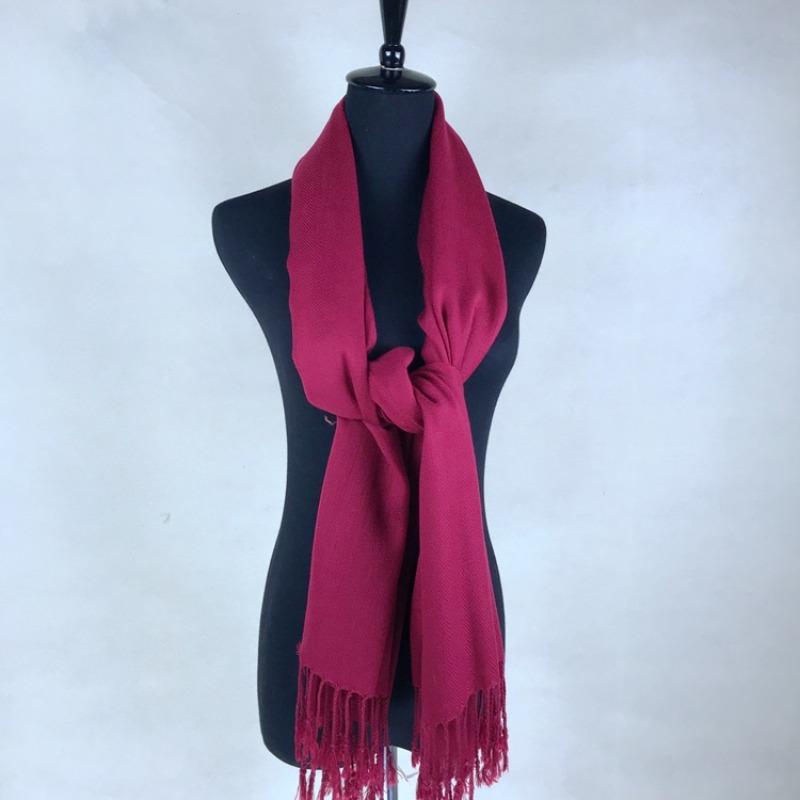 Big Red Club Gift Print OO Embroidery Solid Color Twill Cotton Shawl Scarf Extra Long High Sense