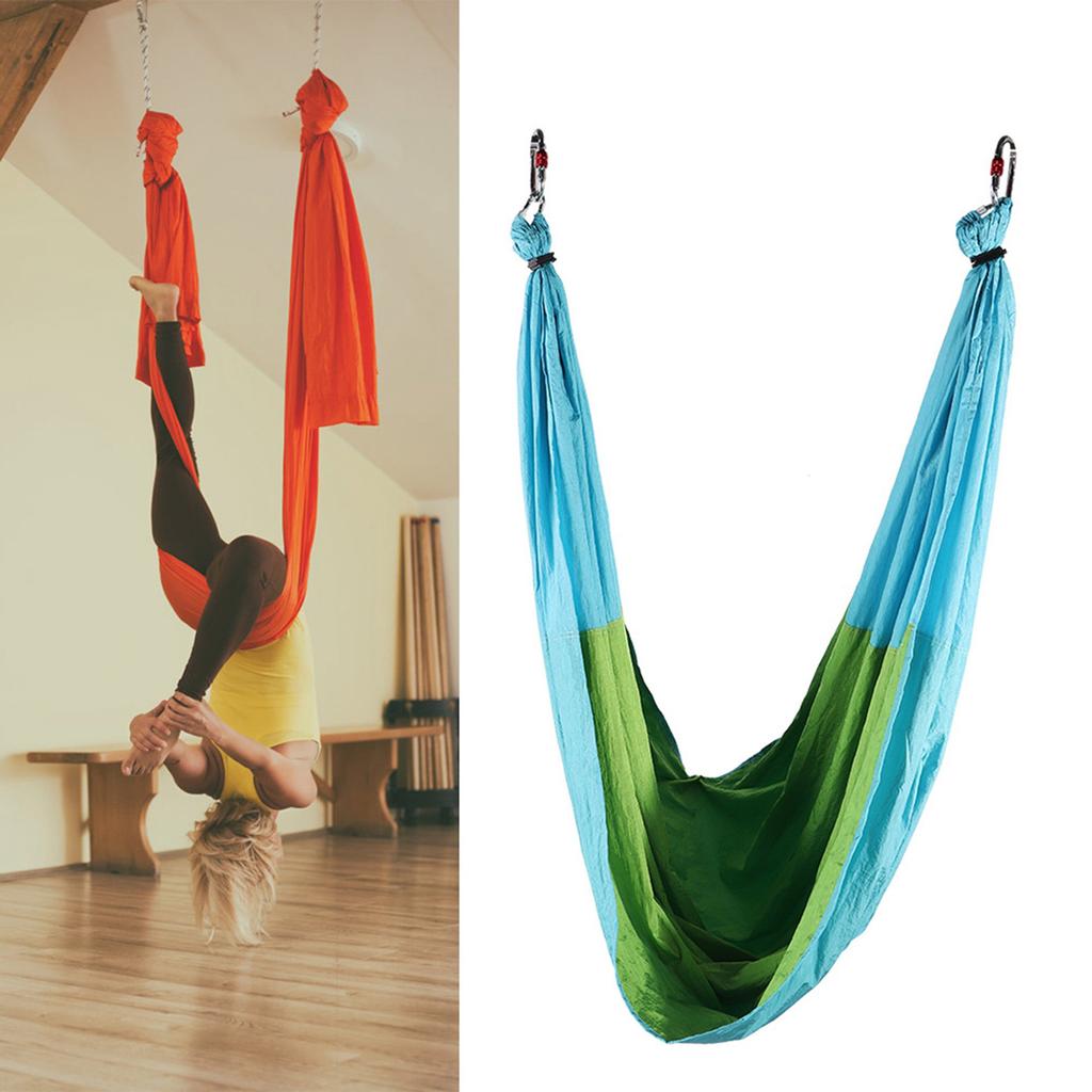 Aerial Fitness Hanging Grip Inversion Trapeze Swing Sling Hammock(Blue Green)
