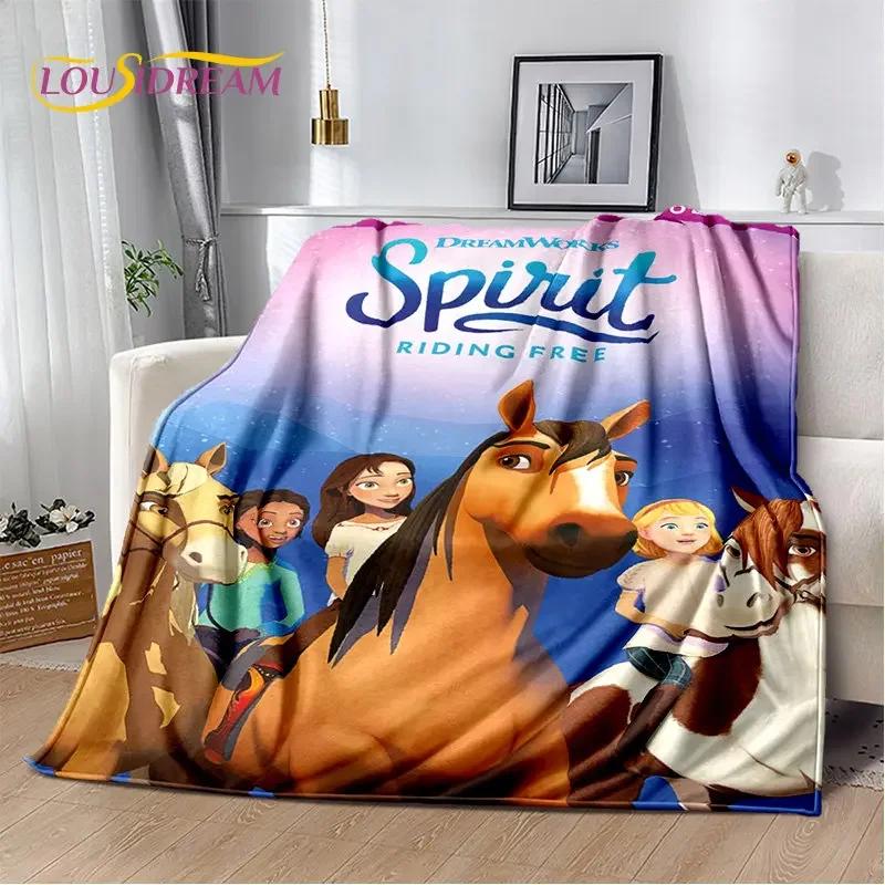Мягкое плюшевое одеяло с героями мультфильмов Spirit Riding Free Horses, фланелевое одеяло, одеяло для гостиной, спальни, кровати, дивана, чехол для пикника