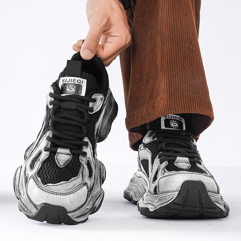 Папины кроссовки мужские осенние кожаные дышащие новая модная тенденция универсальные на платформе кроссовки для бега повседневные спортивные трендовые кроссовки