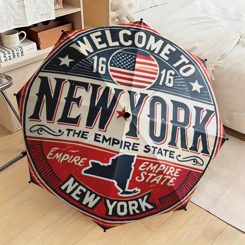 1pc American flag design Umbrella Portable Folding Umbrella Iron Frame Hole Bone Structure Outdoor Home Umbrella