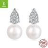 S925 Sterling Silver Freshwater Pearl Mozzarella Stud Earrings Elegant Charm Temperament Moissanite Stud Earrings