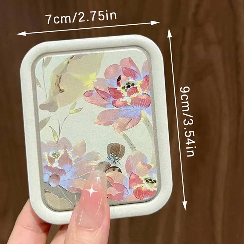 Зеркало для макияжа складное откидное 'Лотос', портативное карманное зеркало, прямоугольное косметическое зеркало с расческой для женщин, девушек, для улицы