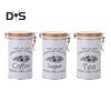 3Pcs Coffee Sugar Canisters Set Large Capacity Easy To Clean Multipurpose Metal Tea Coffee Sugar Jars with Airtight Sealed Bamboo Lid