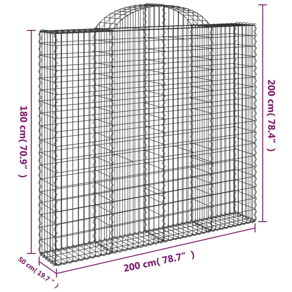 Gabion with High Arch 200x50x180 200 cm Galvanized Iron