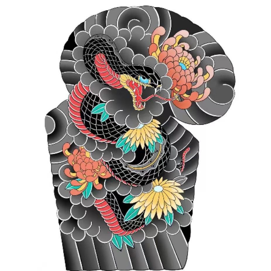 Traditional half-finger three-quarter sleeve tattoo stickers are waterproof, wear-resistant, and long-lasting3-5All-inclusive Japanese-style