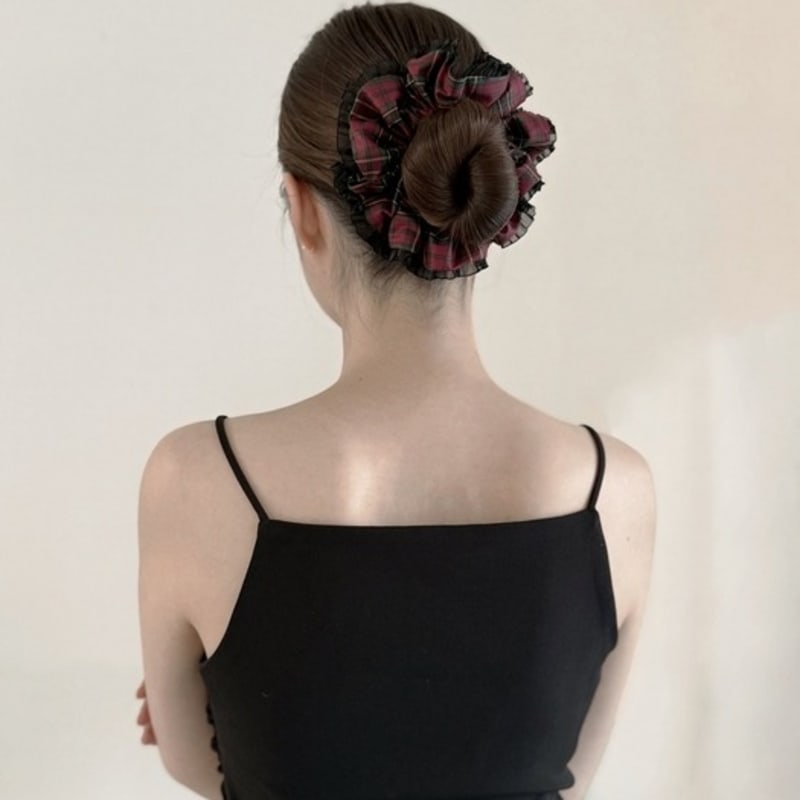 Любимые резинки-скранчи в клетку_Красный