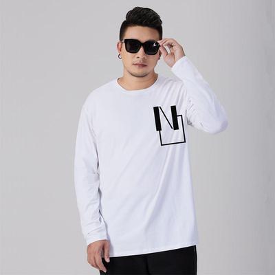 Мужская футболка больших размеров свободного кроя с длинным рукавом на осень (300 Джин)