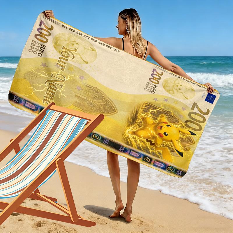 Name Custom Anime Euro Print Beach Towel, Large Soft Quick Dry Towel for Beach Camping Swimming