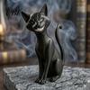 Evil Grin Cat Collectible 3D Printed Black Figurine, Gothic Style Desktop Ornament, Creepy Ornament Dark Fantasy Sitting Statue for Halloween