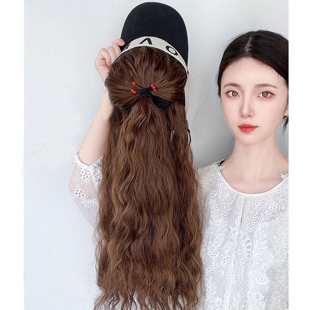 Термостойкая искусственная волокнистая шапка для волос, длинный волнистый конский хвост, солнцезащитная шапка, козырек от солнца, кепка-бейсболка с париком