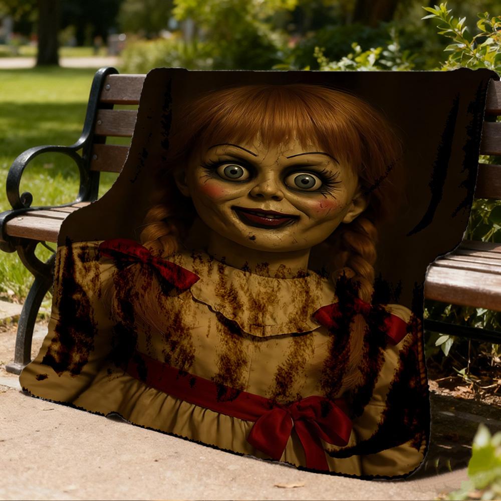 1 шт. кукла Аннабель, Хоррор-фланелевое одеяло для улицы, Подарок для мальчиков, девочек, взрослых, семьи, друзей