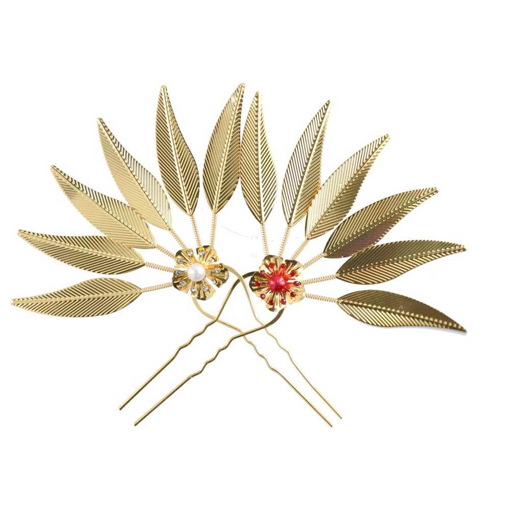 Leaf Girl Hair Accessories Metal Hair Sticks Thai Headdress U Shape Hairpin Ancient Style Headwear