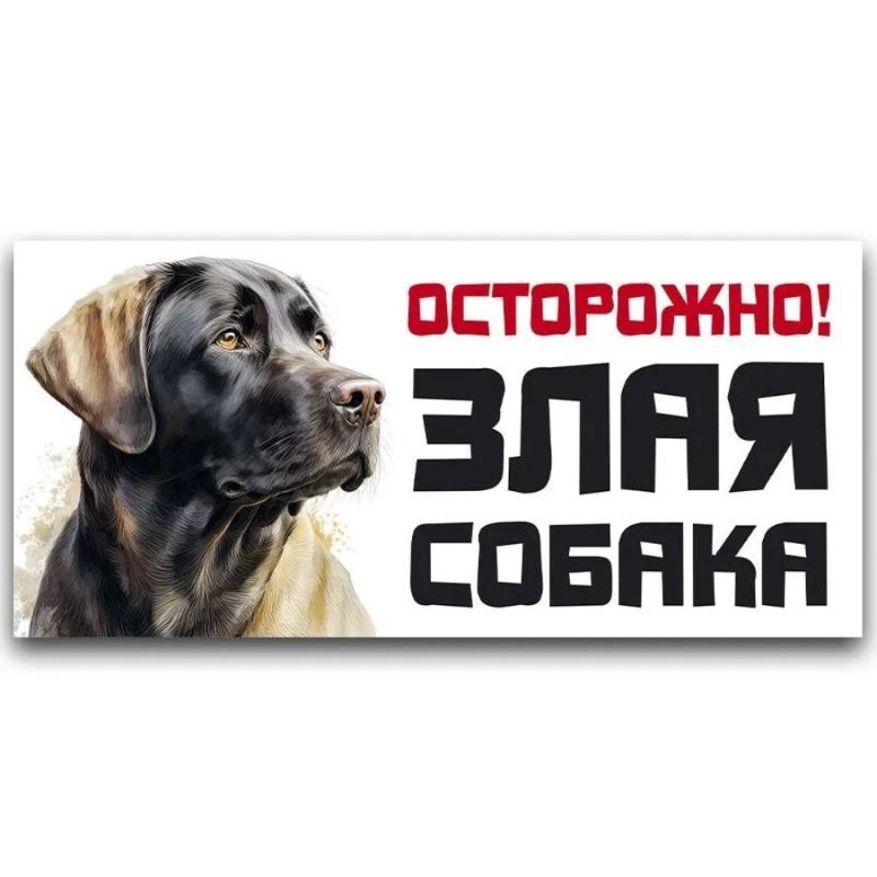 Осторожно, злая собака Металлическая табличка, Предупреждающая табличка на забор или дверь 30x15см