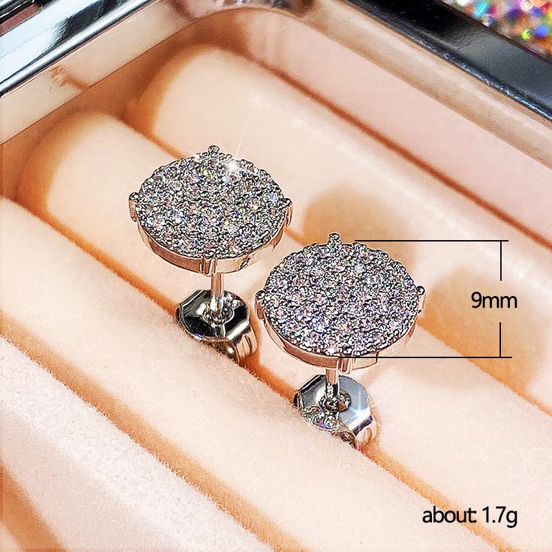 Huitan Simple Round Shaped Stud Earrings Full Zirconia Women Daily Wear Accessories Teen's Earrings Delicate Gift Trendy Jewelry
