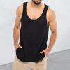 Men Summer Knitted Tops O-neck Sleeveless Solid Color Loose Fit Pullover Tops Stretchy Vest Streetwear