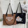 Oxford Canvas Tote Bag For Women With Letter Print Soft Shoulder Daily Use