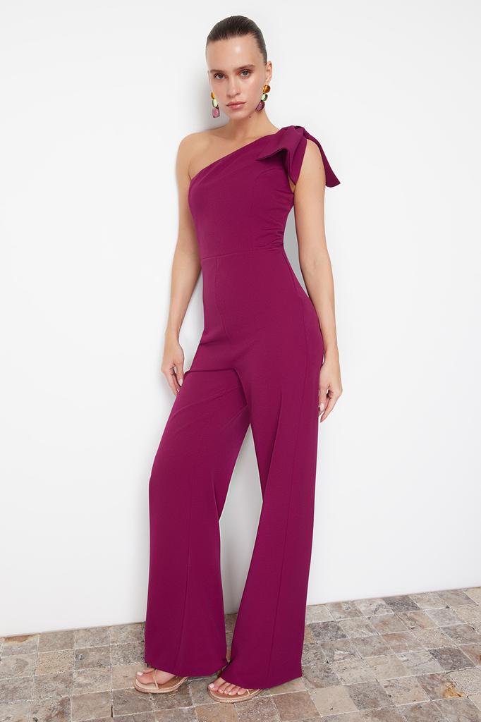 Женский модный новый комбинезон с черным бантом и детальным тканым комбинезоном с одним рукавом