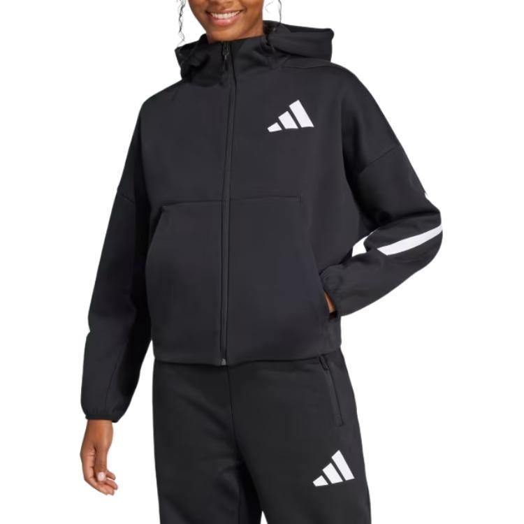 Adidas Z.N.E. Full Zip Hoodie Black/White Women's JC5392