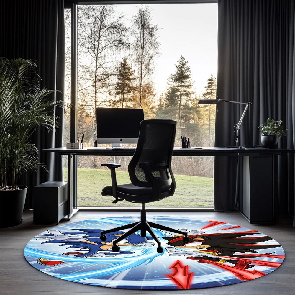 Sonic Printed Round Rug Carpet Chair Rug Area Rug Entryway Doormats,for Office Chair Living Room Bedroom Kitchen Room.