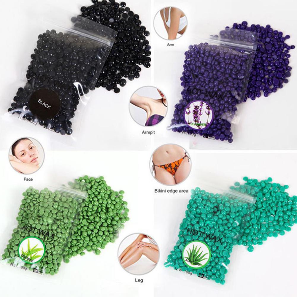 Воск в виде бобов, без полосок, для депиляции, горячая пленка 100 г, твердые восковые гранулы, воск для бикини, для удаления волос на лице, бикини, для депиляции для женщин и мужчин