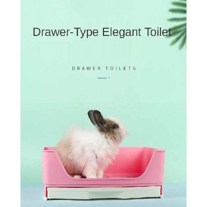 Pet Rabbit Large Drawer Toilet Anti-Overturning Fixed In Cage Small Animal Guinea Pig Adult Hamster Easy Clean Potty Trainer
