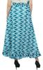 Phagun Cotton Ruffled Self Belt Ikat Printed Women's Wrap Hippie Skirt-Blue