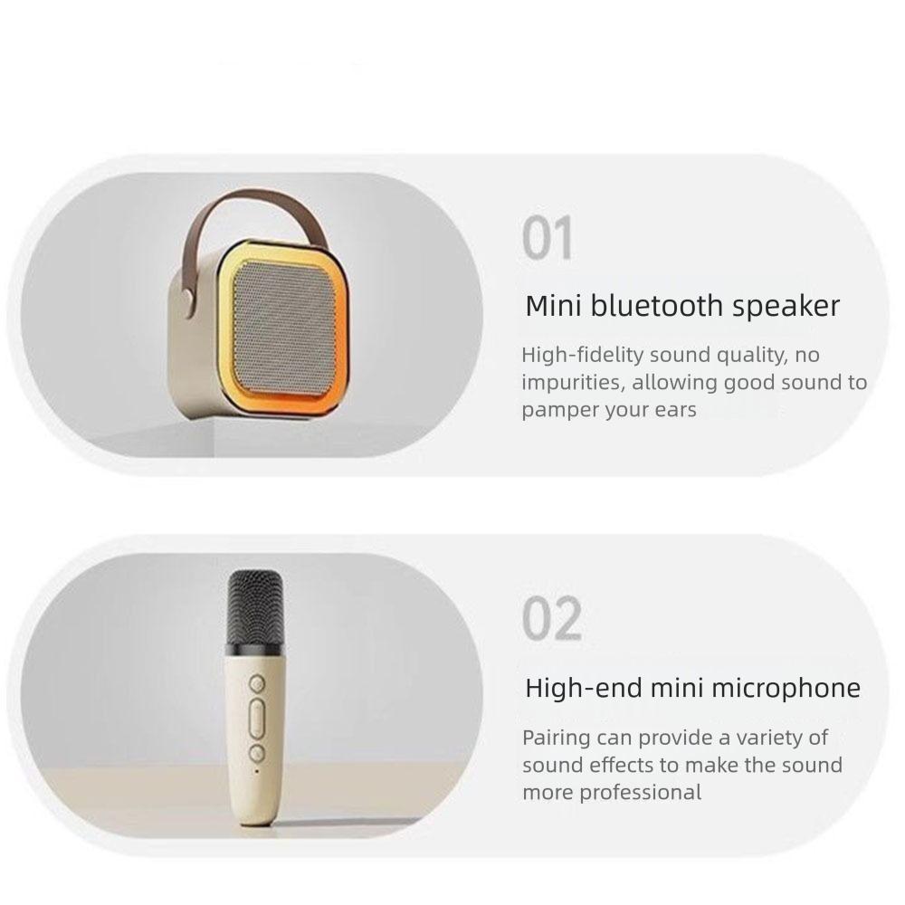 Bluetooth Audio Mini Karaoke Machine with 1/2 Wireless Microphones Karaoke Microphone  Adult