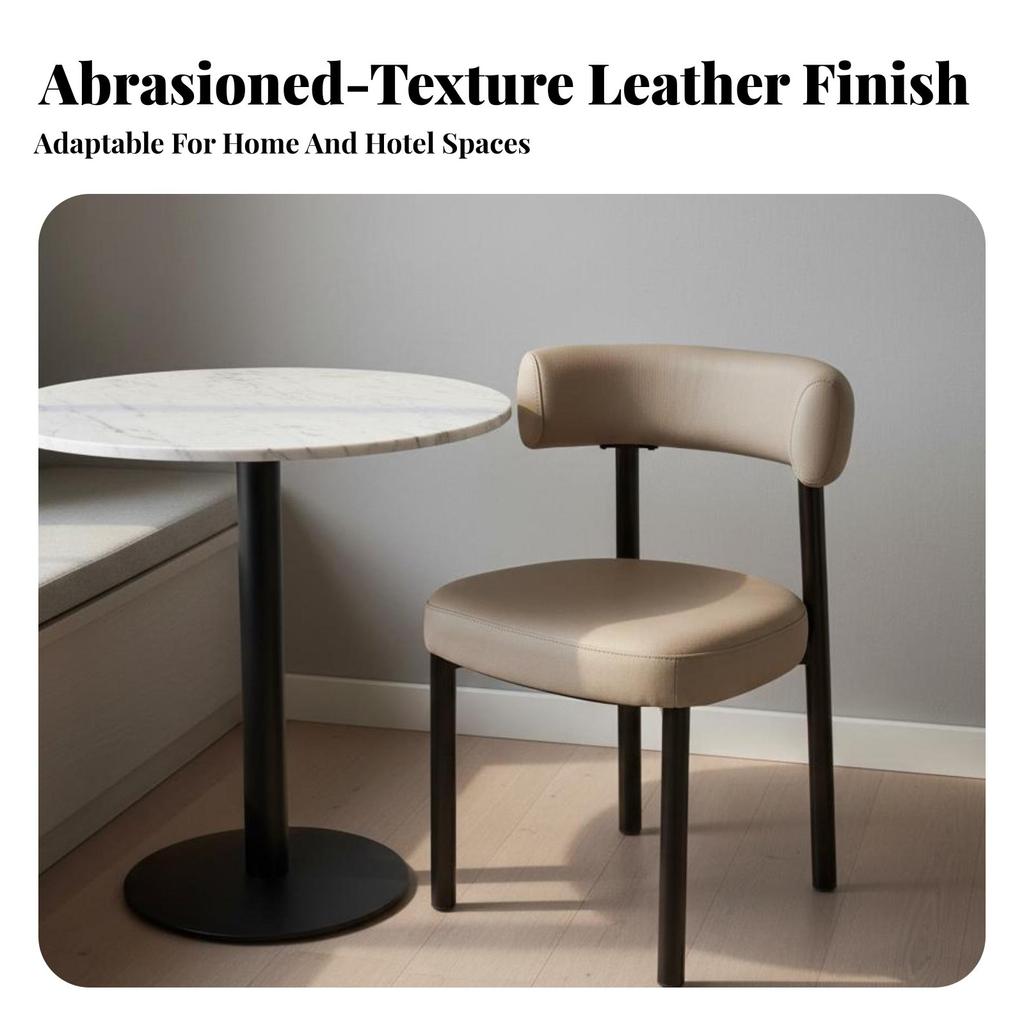 Upholstered Side Chair with Curved Backrest Minimalist Design Kitchen Seating Comfortable Padded Seat Anti-Slip Feet