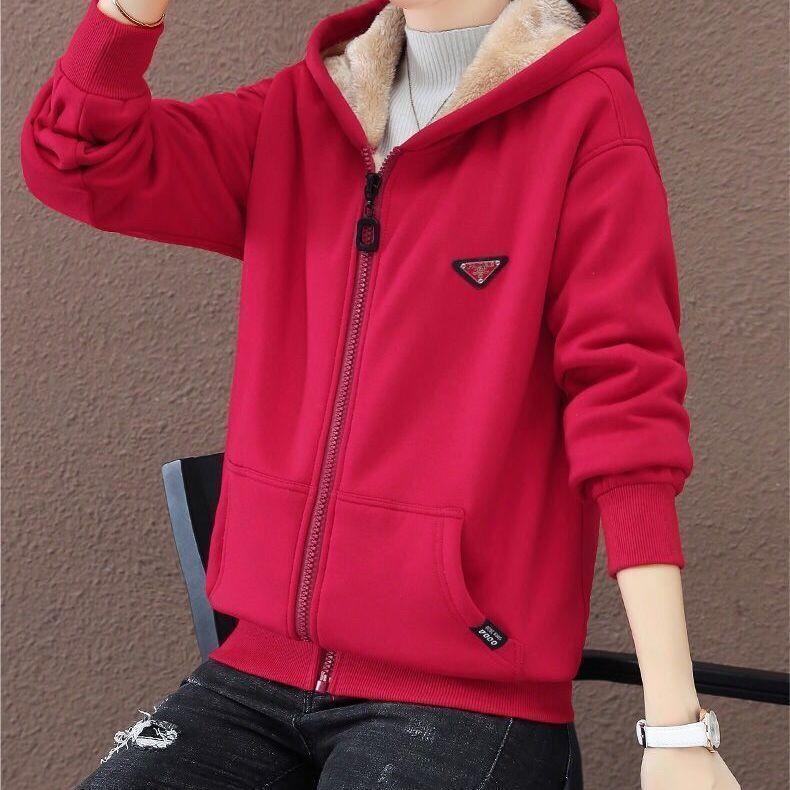 Новый женский осенне-зимний большой свободный топ с капюшоном и плюшевым утолщенным теплым пальто