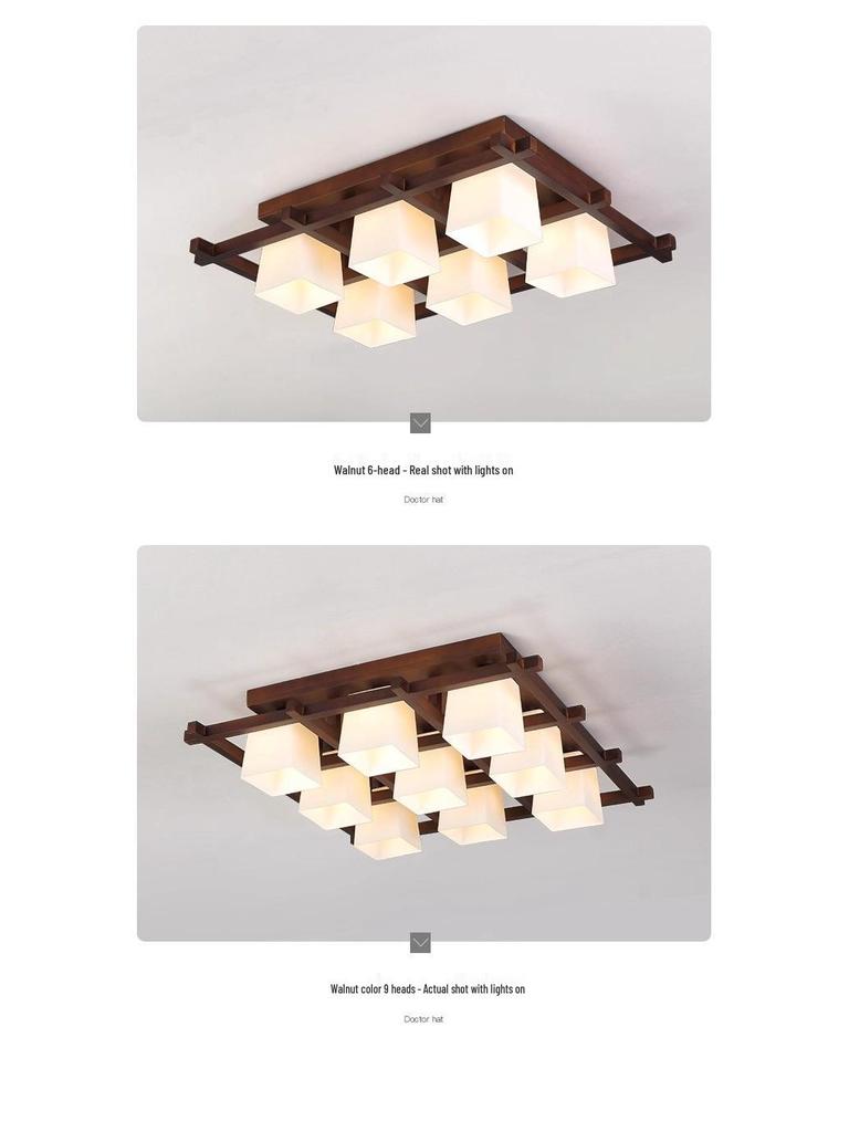 Walnut Glass LED Ceiling Light - Retro Inspired for Living Room or Master Bedroom