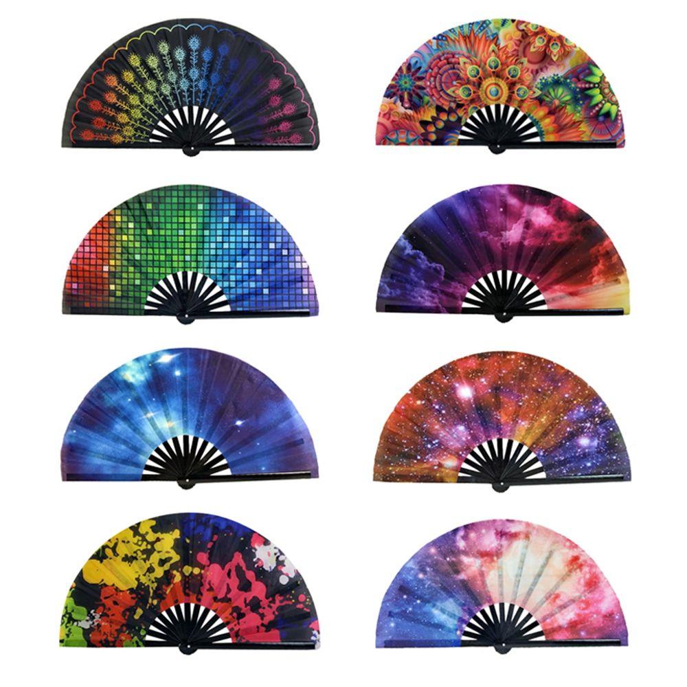 1 pcs Cloth Large Bamboo Wood Gift Summer Supplies Folding Hand Fan Festival Decor Dancing Fan